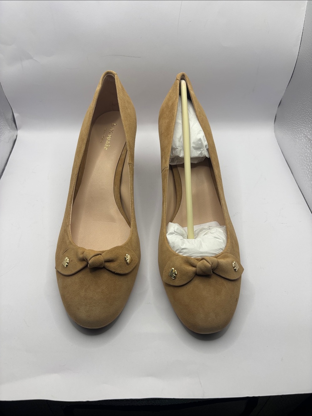 kate spade Berenice suede block heels in biscotti